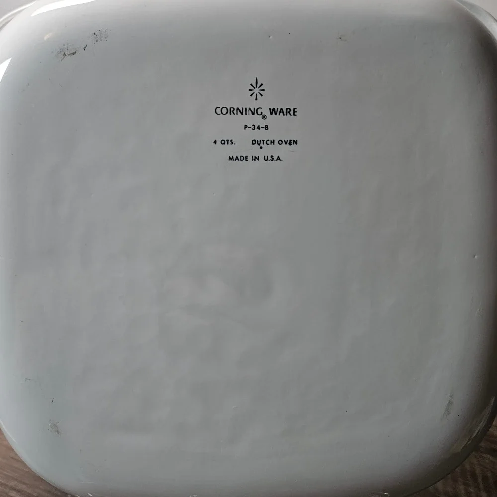 Vintage Corning Ware Blue Cornflower 4 Qt Dutch Oven P-34-B with Glass Lid USA